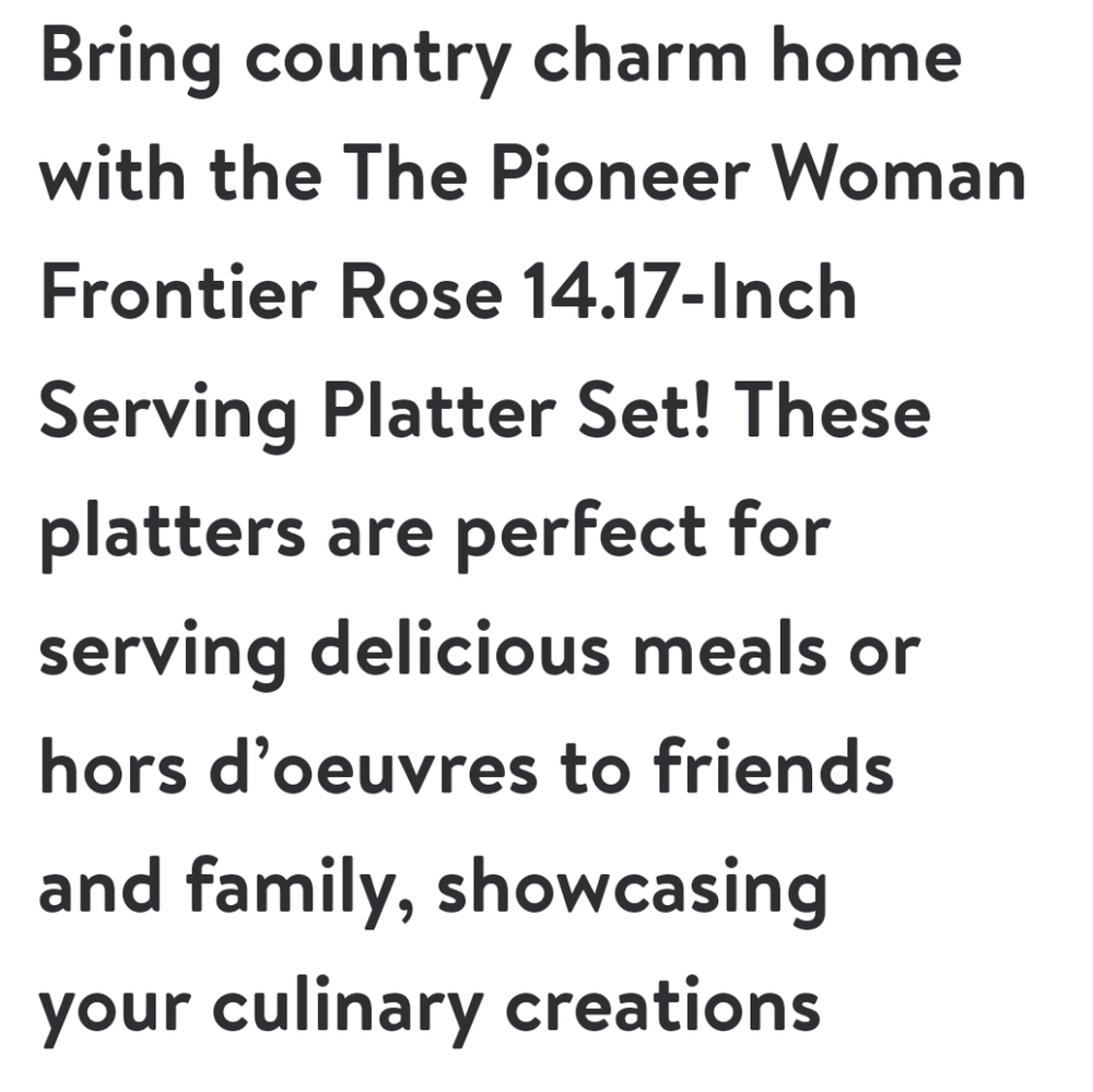 ❤️ New Pioneer Woman Frontier Rose 2-Pack Serving Platter Set - Picture 2 of 6